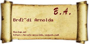 Bródi Arnolda névjegykártya